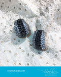 AJDR-7221A - Black  & White Mix Metal Earring