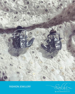 AJDR-7294A - Silver & Silver Mix Metal Earring