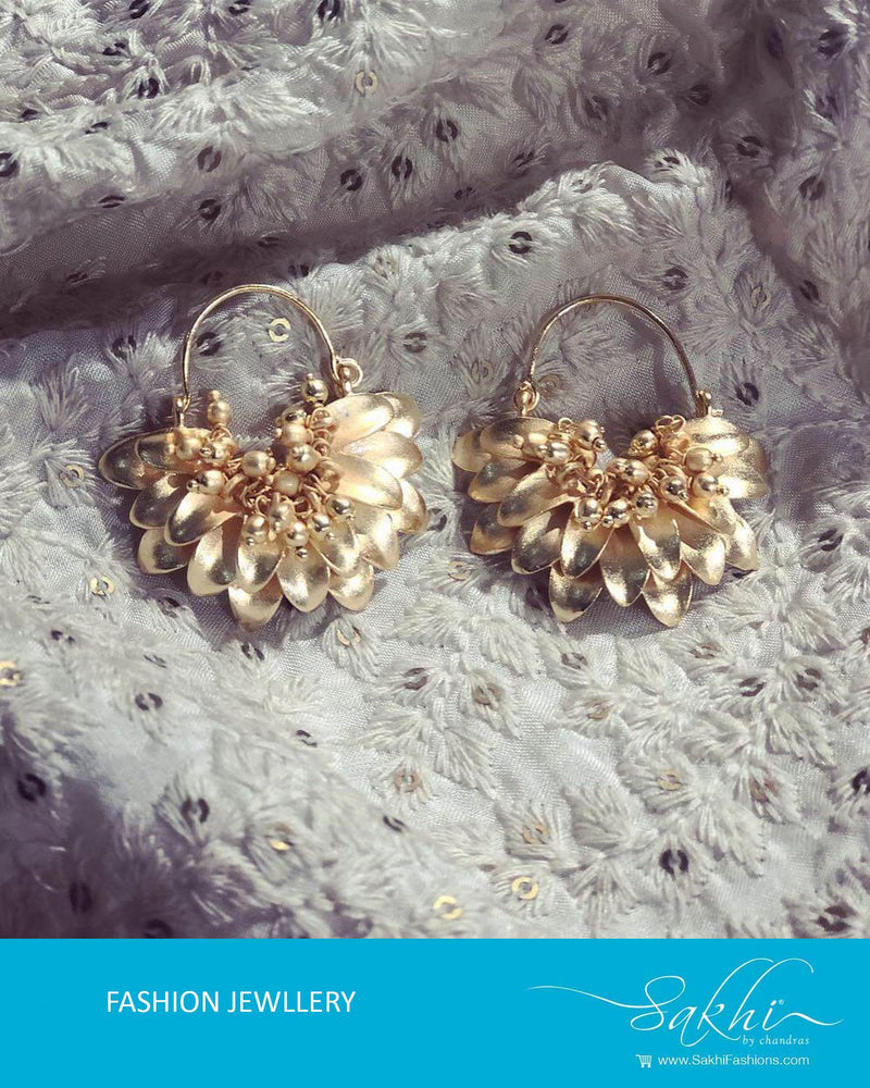 AJDR-7296A - Gold  & Gold  Mix Metal Earring