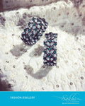AJDR-7297A - White & Green Mix Metal Earring