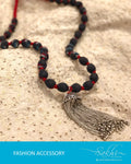AJDR-8938 - Silver & Black Mix Metal Ikath Mala