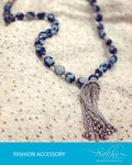 AJDR-8946 - Blue & Silver Mix Metal Ikath Mala