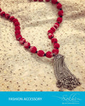 AJDR-8948 - Red & Silver Mix Metal Ikath Mala