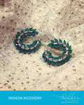 AJDR-8949 - Green & Silver Mix Metal Swarovski Earring