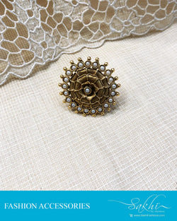 AJDS-09264 - Gold &  Mix Metal  Finger Ring