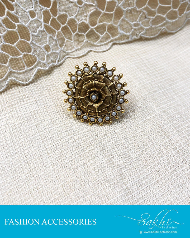 AJDS-09264 - Gold &  Mix Metal  Finger Ring