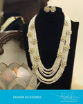AJDS-10632 - Cream  & Gold Mala