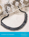 AJDS-12524 - Black  & silver Mix Metal  Mala