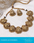 AJDS-92970 - Gold &  Mix Metal  Mala & Earring
