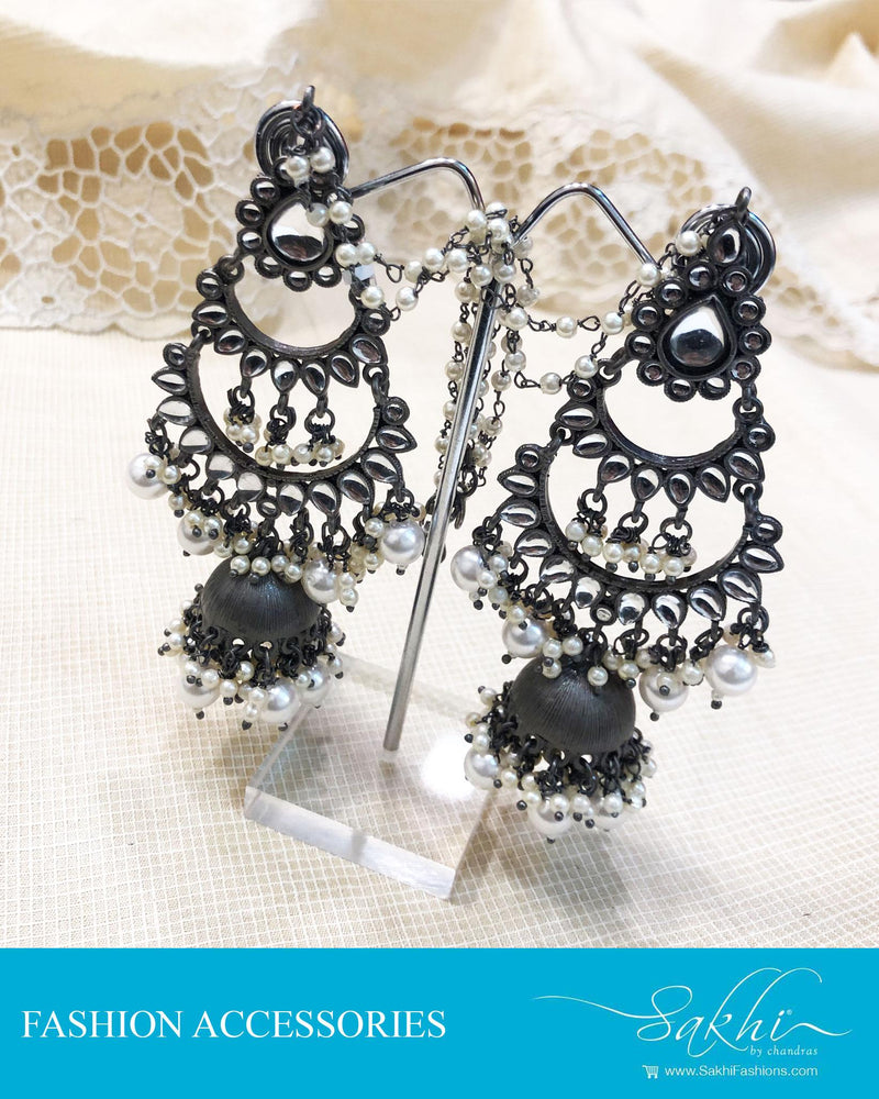AJDS-9578 - Sliver &  Mix Metal  Earring