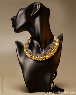 AJMSN-35002 Silver  & Gold Pure Silver Mala