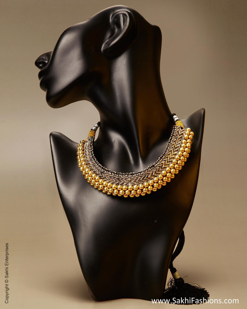 AJMSN-35002 Silver  & Gold Pure Silver Mala