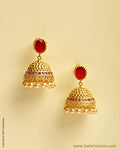 AJMSO-4265 - Gold & Red Mix Metal Big Jumka