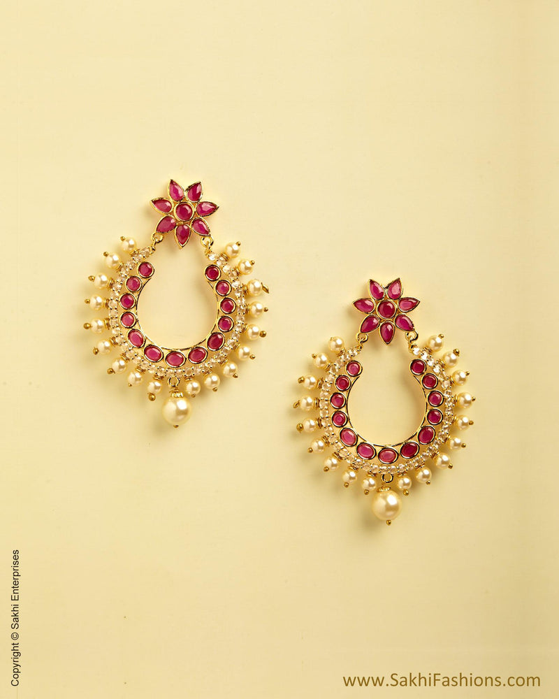 AJMSO-8259 - Pink & Cream Mix Metal Earring