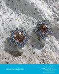 AJSR-7229A - Brown & White Mix Metal Earring