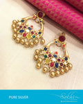 ASBG16-837 - Multi & Gold Silver & Gold Stud Earrings