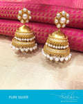 ASBS17-1839 - White & Gold Silver & Gold Jhumka