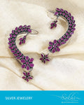 ASDP-19017 - Silver & Red Pure Silver Ear Cuff