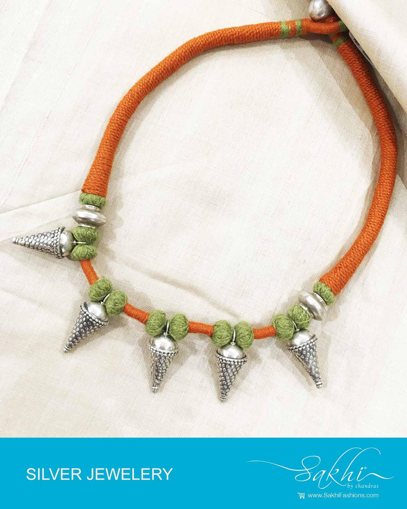 ASDP-20801 - Orange Pure Silver Mala