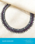 ASDP-20807 - Silver & Red Pure Silver Choker Mala
