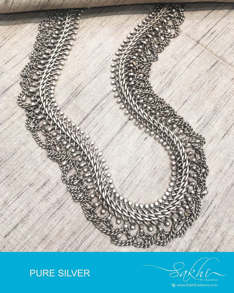 ASDP-23104 - Silver  Pure Silver Belly Chain