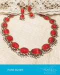 ASDP-7938 - Orange  Pure Silver Mala