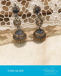 ASDP-8104 - Silver & Gold Pure Silver Jhumka