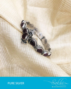 ASDQ-9957 - Red & Antique Pure Silver Bangle