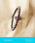 ASDQ-9962 - Pink & Antique Pure Silver Bangle
