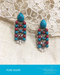 ASDQ-0002 - Blue & Red Pure Silver Earrings