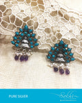 ASDQ-0004 - Blue & Antique Pure Silver Earrings