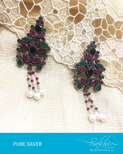 ASDQ-0005 - Multi & Antique Pure Silver Earrings