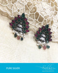 ASDQ-0008 - Red & Green Pure Silver Earrings