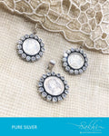 ASDQ-0020 - White & Antique Pure Silver Earrings