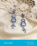 ASDQ-0025 - White & Antique Pure Silver Earrings