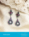 ASDQ-0026 - Red & Green Pure Silver Earrings