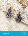 ASDQ-0028 - Pink & Antique Pure Silver Earrings