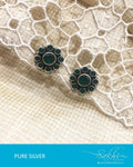 ASDQ-0036 - Red & Green Pure Silver Earrings