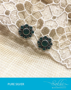 ASDQ-0036 - Red & Green Pure Silver Earrings