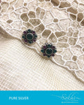 ASDQ-0037 - Green & Antique Pure Silver Earrings