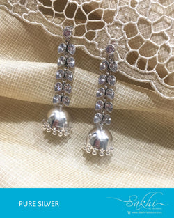 ASDQ-0039 - White & Antique Pure Silver Earrings