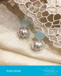 ASDQ-0041 - Blue & Antique Pure Silver Earrings