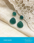 ASDQ-0043 - Green & Antique Pure Silver Earrings