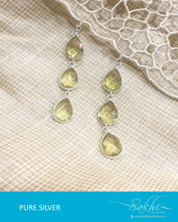 ASDQ-0048 - Yellow & Antique Pure Silver Earrings