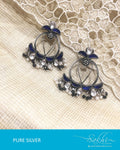 ASDQ-0051 - Blue & White Pure Silver Earrings