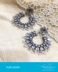ASDQ-0057 - White & Antique Pure Silver Earrings