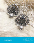 ASDQ-0063 - Antique & White Pure Silver Earrings