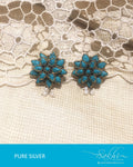 ASDQ-0071 - Gold & Blue Pure Silver Earrings