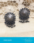 ASDQ-0073 - Antique & Blue Pure Silver Earrings