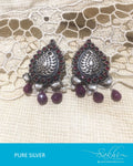 ASDQ-0075 - Antique & Red Pure Silver Earrings